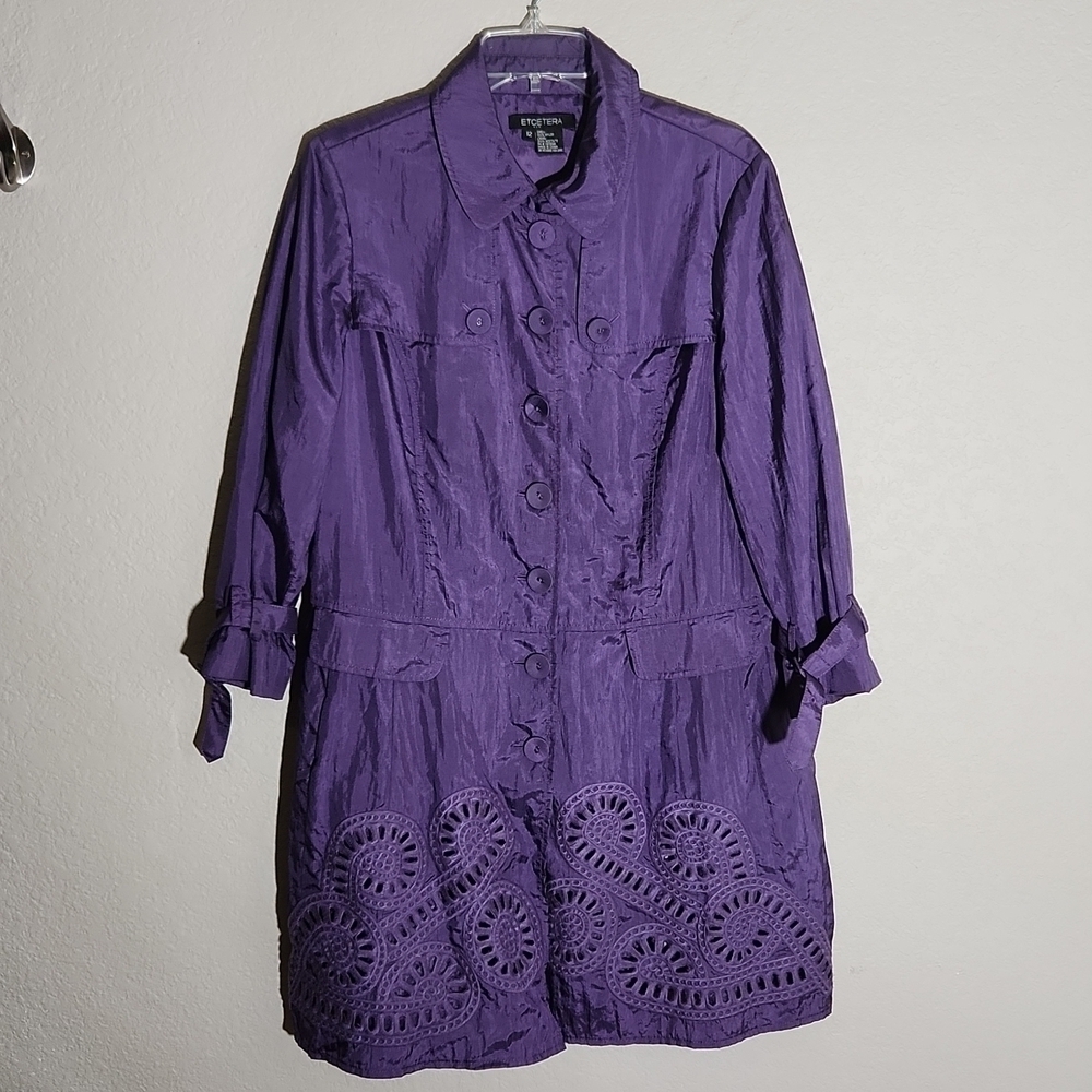 Etcetera Jacket Womens Size 12 Purple Tatted Lace Cut Out Vintage